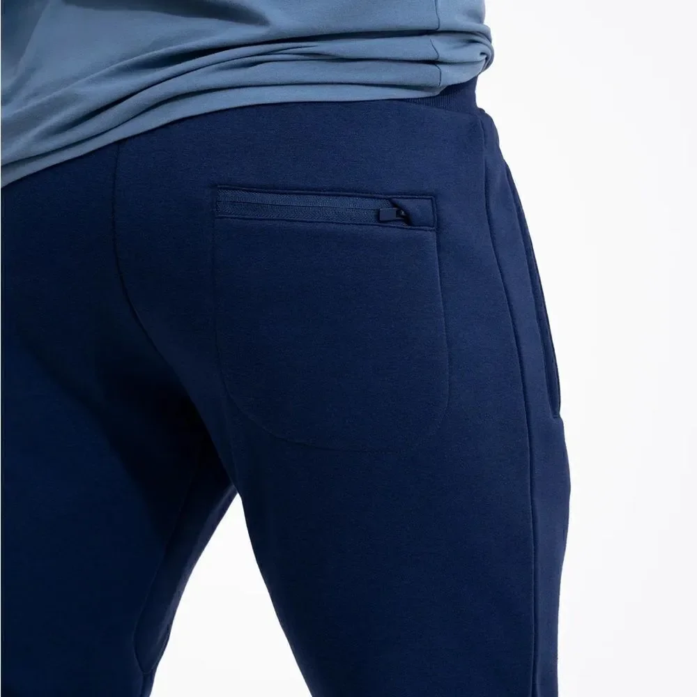 NEW Swet Tailor Mens Navy Blue Stretch Fleece Joggers